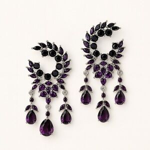 ⚜️ Elegant Purple and Black Statement Earrings
